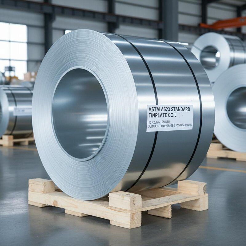 Cuộn thép mạ thiếc ASTM A623 Cuộn đường kính trong 420mm 508mm Độ cứng DR10 Thích hợp cho các ứng dụng đóng gói đồ uống và thực phẩm